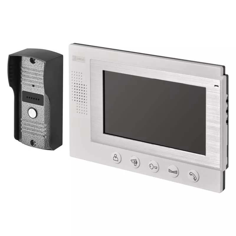 Videointerfon cu 2 intrări, ecran LCD color 7", unitate exterioara, alb, Emos H2017