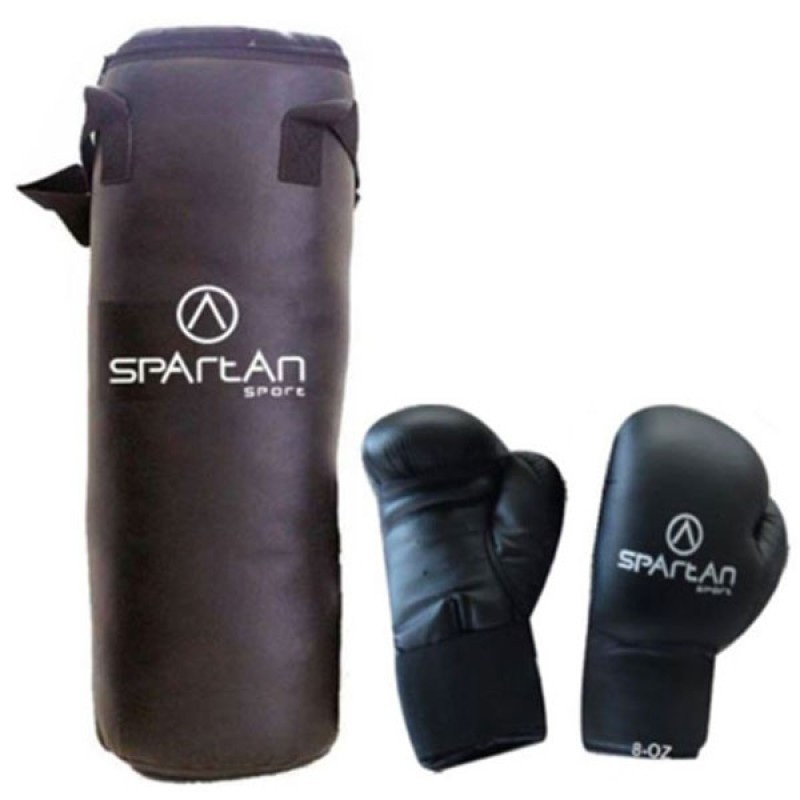 Set de box(sac, mănuși), negru, Spartan