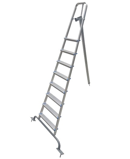 Scară de grădină cu țăruș de înfipt în pământ, aluminiu, pliabilă, 8 ...