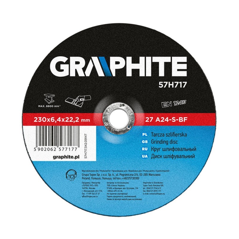 Disc polizare pentru metal 230 x 6,4 x 22 mm, Graphite