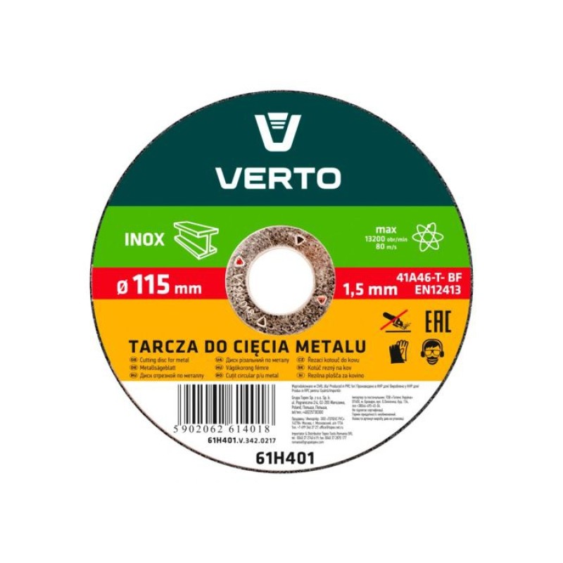 Disc taiere, pentru metal  115x1.0x22.2mm, Verto