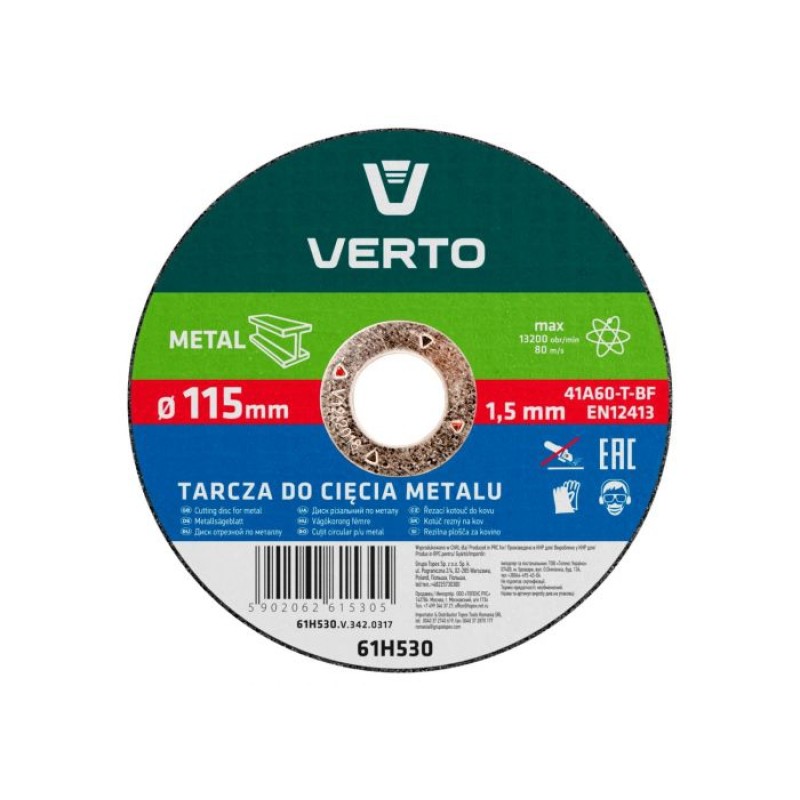 Disc taiere, pentru metal  180x1.6x22mm, Verto