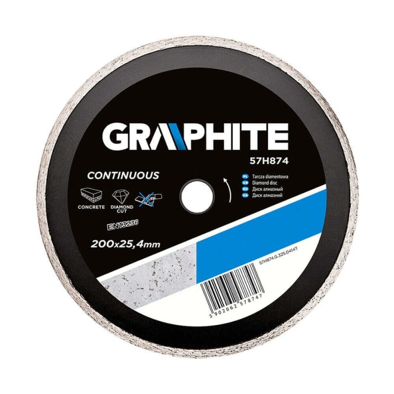 Disc diamantat 200x25.4mm, continuu, Graphite