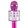 KM15P Microfon de karaoke cu difuzor și lumini LED colorate, Bluetooth/USB/SD, roz, Max