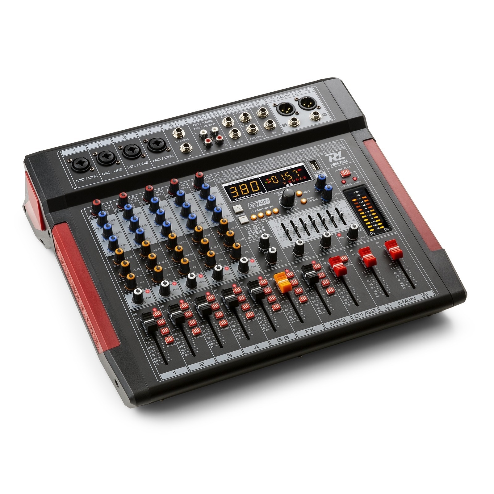 PDM-T604 Mixer pasiv de scena cu 6 canale, Bluetooth/USB/DSP