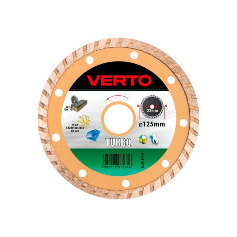 Disc diamantat 125x2.0x22.2mm, Turbo, Verto