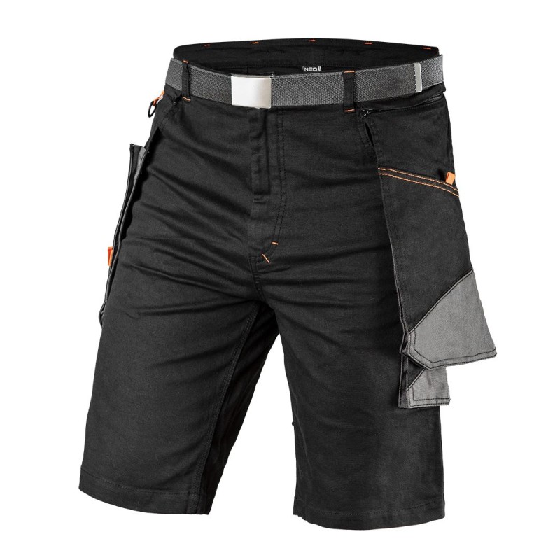Pantaloni scurți de lucru HD Slim, buzunare detașabile, mărime XXXL, negru, Neo