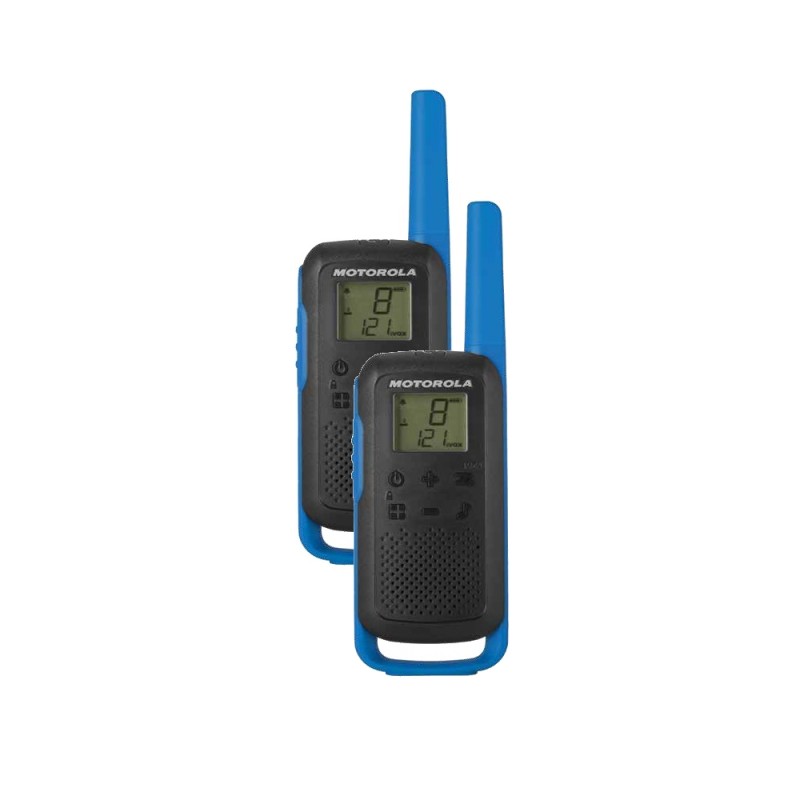 Set 2 stații radio PMR portabile + încărcător Motorola Talkabout T62, albastru