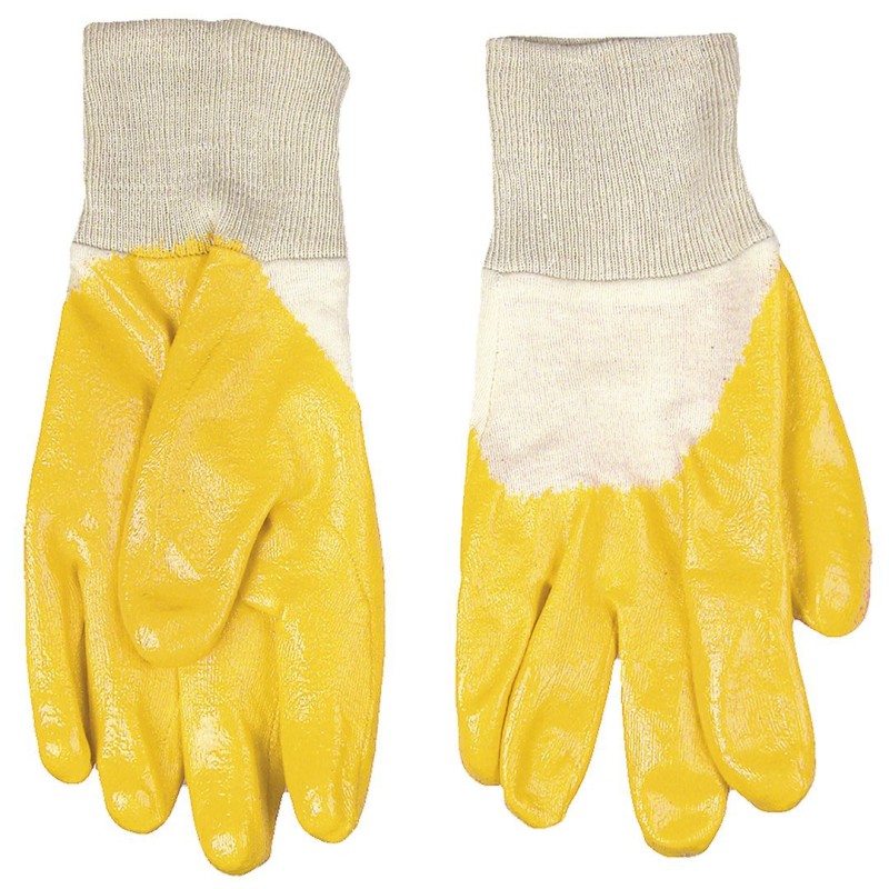 Mănuși de lucru tricot de bumbac și cauciuc nitrilic, galben, 10.5", TOPEX