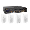 Kit Terasă: Amplificator mixer pe 4 zone, 100V, 240W, Bluetooth/USB/SD PDV240MP3 + 4x boxe 100V, 50W RMS, IPX5, alb, BF80TW, Power Dynamics