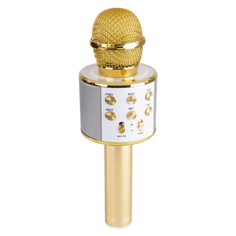 KM01 Microfon de karaoke cu difuzor, Bluetooth/USB/SD, auriu, Max