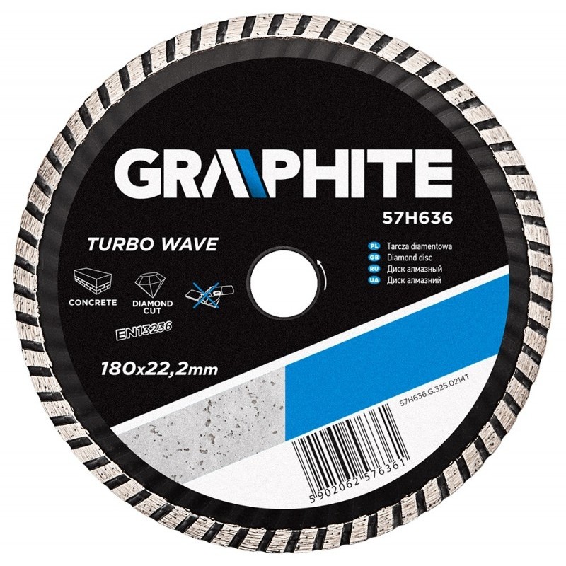Disc diamantat 180x22.2mm, Turbo Wave, Graphite