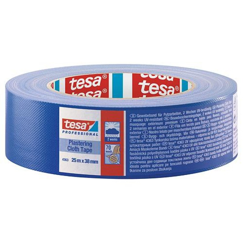 Banda textila, albastru, 38mm x 25m, Tesa Pro Plastering