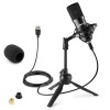 CM300B Microfon de studio, condensator și filtru pop, USB, negru, Vonyx